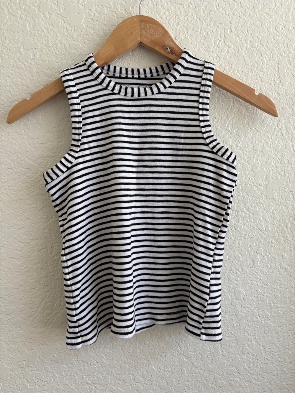 Marled Striped Tank Top Black and White Size S
